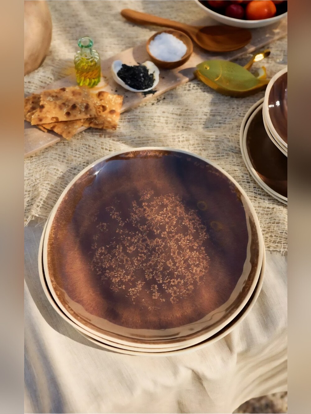 Anthropologie, Dakota Melamine Dinner Plates, Set of 4 In Espresso